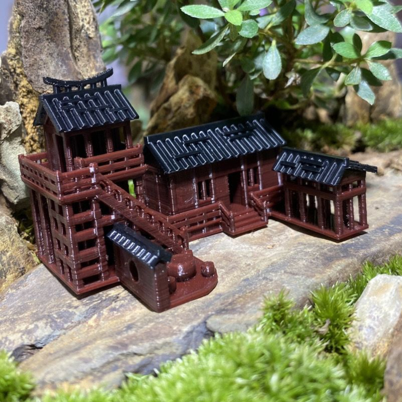 Mini pejzažni ukras s kamenom i vodno-suhim krajolikom, 3D ispis, tea house i antička arhitektura