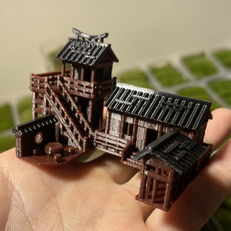 Mini pejzažni ukras s kamenom i vodno-suhim krajolikom, 3D ispis, tea house i antička arhitektura