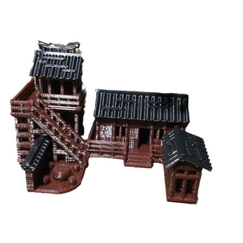 Mini pejzažni ukras s kamenom i vodno-suhim krajolikom, 3D ispis, tea house i antička arhitektura