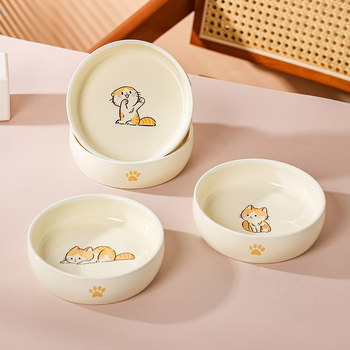 Bol ceramic pentru pisica, destinat hranei pentru animale
