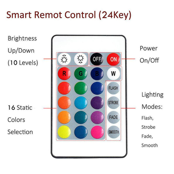 HXKW 24-tipkovni daljinski panel za podvodno osvjetljenje RGB LED, vodootporno, 5W, 380g, za akvarije