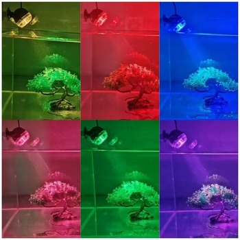 LED прожектор за аквариум — водоустойчив, седемцветна промяна на светлината, USB захранване, 1W, PC корпус