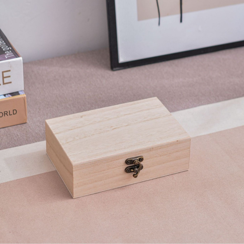 Drvena stolna kutija za pohranu s preklopnim poklopcem i zatvaračem – japanski stil, jednobojni dizajn, s više pretinca za nakit, kozmetiku, čaj i eterična ulja