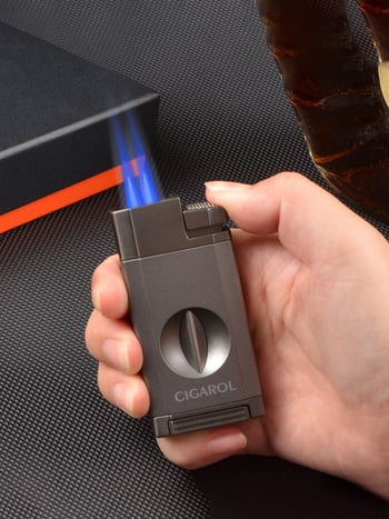 Kombinirani set škara za cigare i upaljač, prijenosni, plastično kućište, stil lagani luksuz