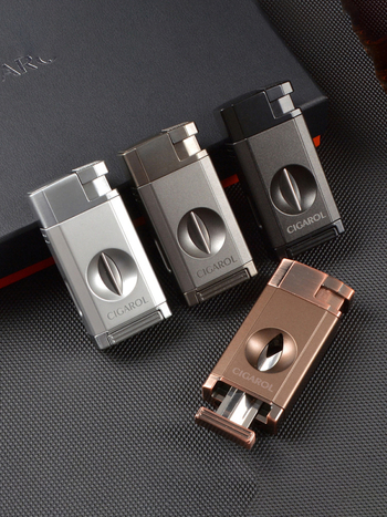 Kombinirani set škara za cigare i upaljač, prijenosni, plastično kućište, stil lagani luksuz