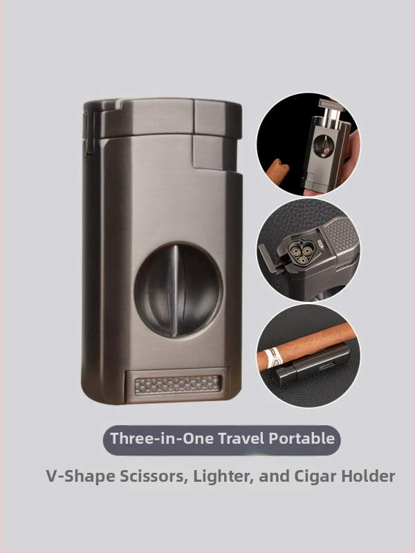 Kombinirani set škara za cigare i upaljač, prijenosni, plastično kućište, stil lagani luksuz