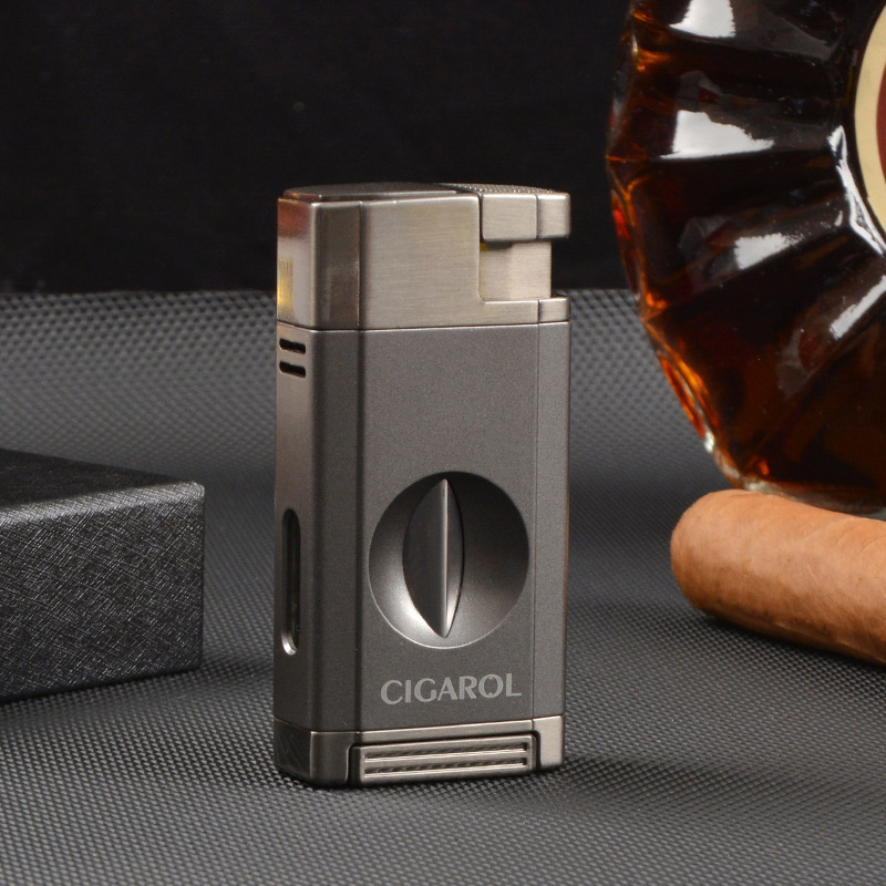 Kombinirani set škara za cigare i upaljač, prijenosni, plastično kućište, stil lagani luksuz