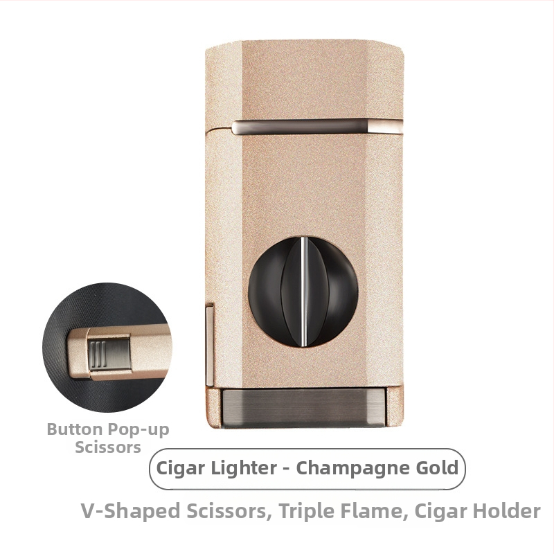Kombinirani set škara za cigare i upaljač, prijenosni, plastično kućište, stil lagani luksuz