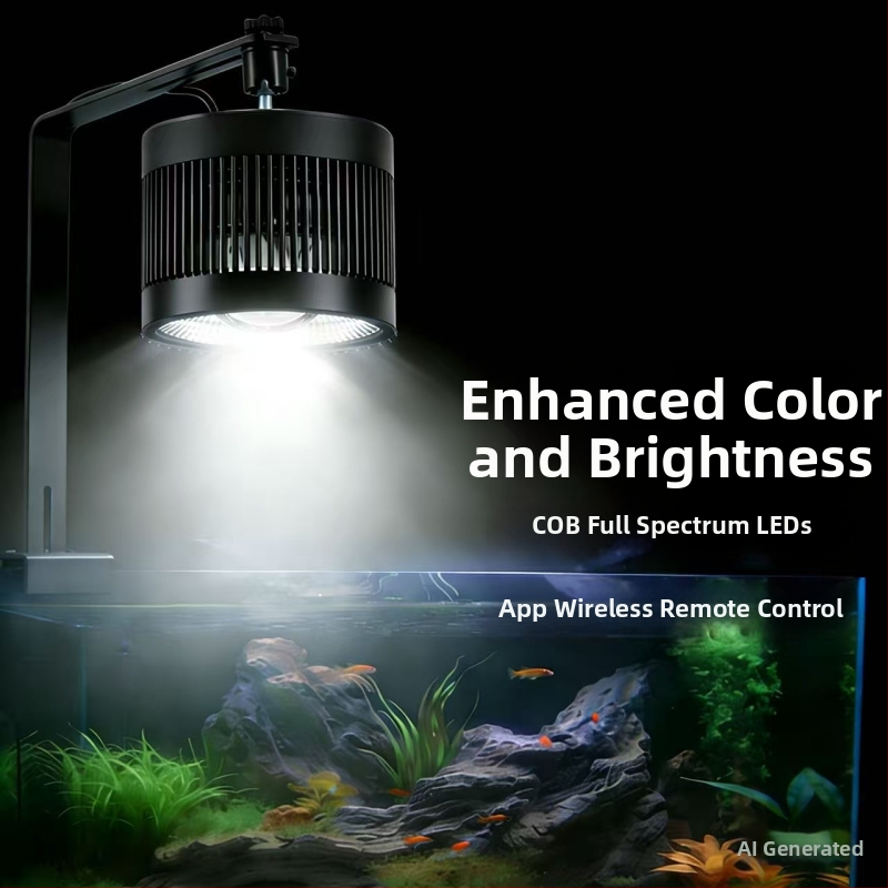 COB Downlight za akvarij - 100W, puni spektar, aluminijska legura, nosač za viseće postavljanje za akvarije s biljkama