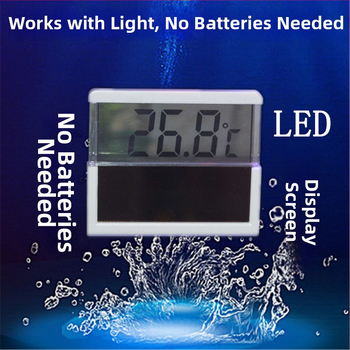 Solárne napájaný akváriový teplomer s digitálnym LCD/LED displejom, plastové telo, 50 g