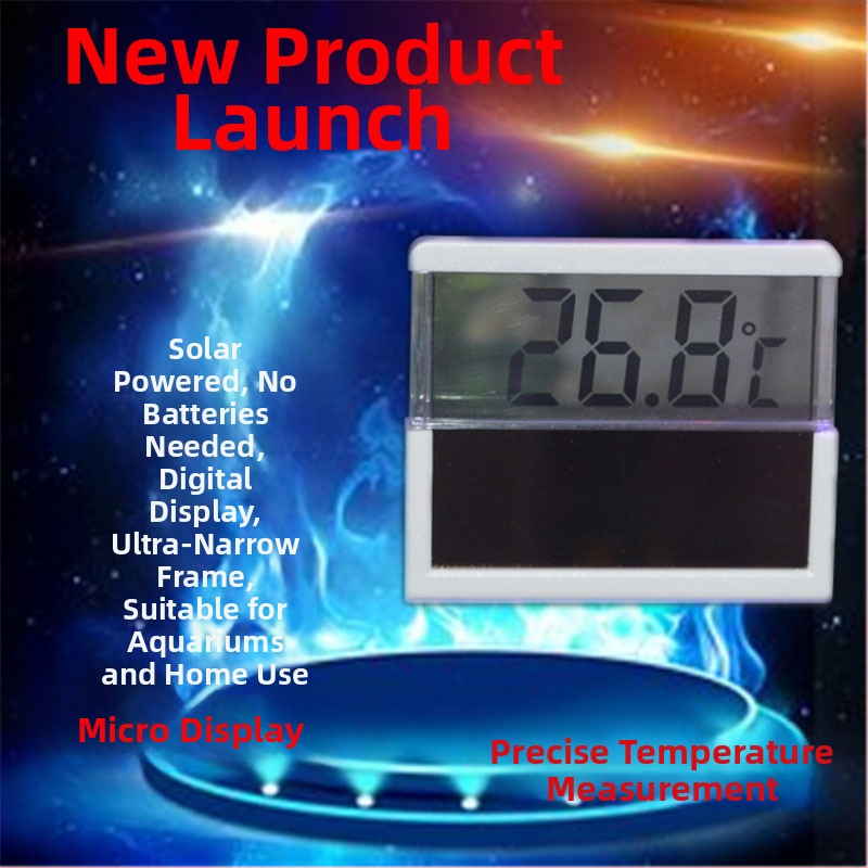 Solárne napájaný akváriový teplomer s digitálnym LCD/LED displejom, plastové telo, 50 g