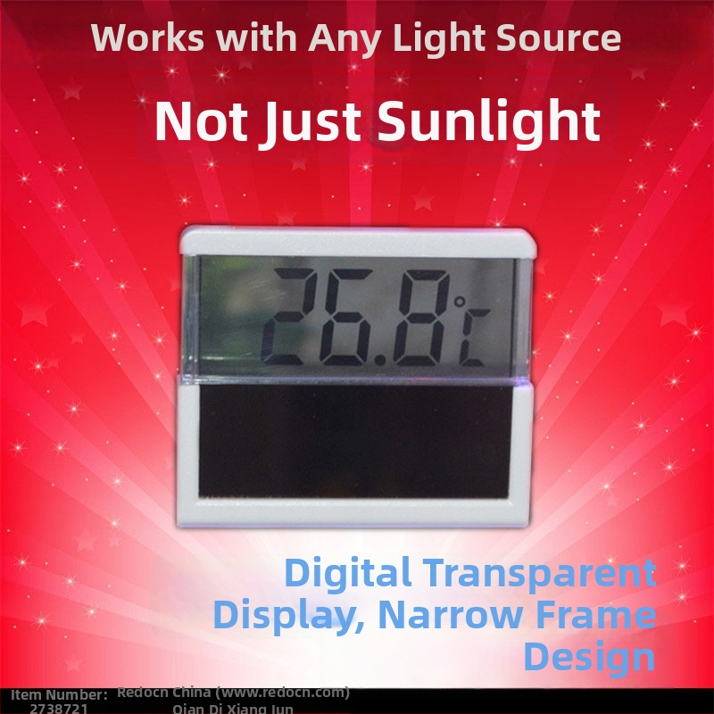 Solárne napájaný akváriový teplomer s digitálnym LCD/LED displejom, plastové telo, 50 g