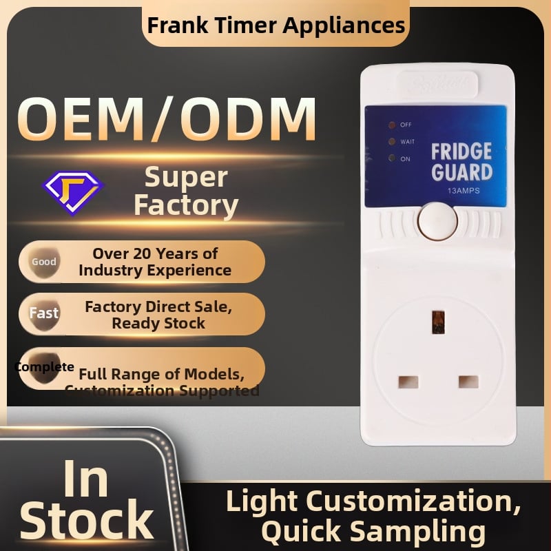 FRANK Ochrana napätia pre chladničku s časovačom, 220–250V, 10A, plášť z ohňovzdorného ABS, -15 až 75°C