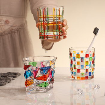 Staklena okrugla šalica za četkicu za zube za odrasle, CHB model, Painted serija