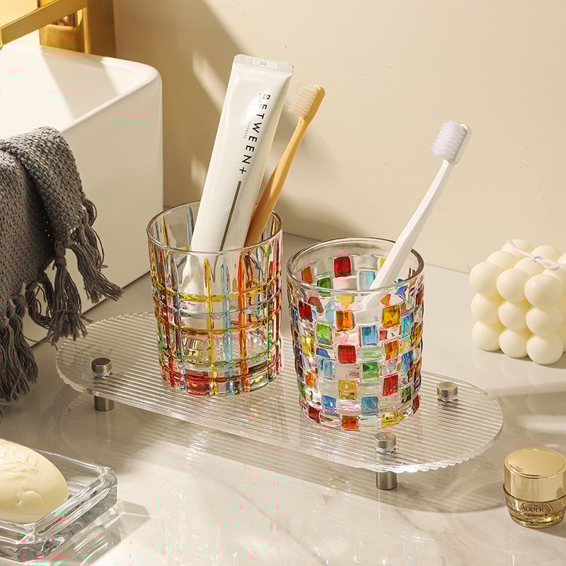 Staklena okrugla šalica za četkicu za zube za odrasle, CHB model, Painted serija