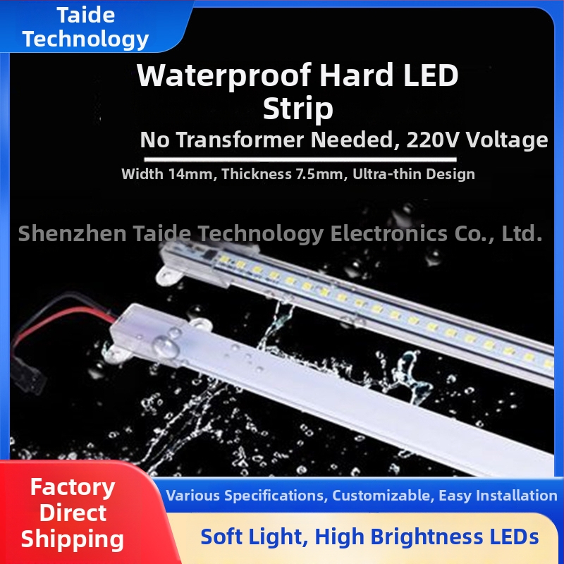 LED pevný svetelný pás 220V (vstup 220V, 72–144 LED, 2835 vysokovoltový LED panel, 120° lúč, hliníkový substrát)