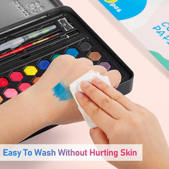 Σετ ακουαρέλ 36 χρωμάτων σε μεταλλικό κουτί, κατάλληλο για μαθητές, με γραφική πένα με μελάνι, φορητό σετ ζωγραφικής, περιλαμβάνει βελούδινο σάκο και ματ σακούλα PE