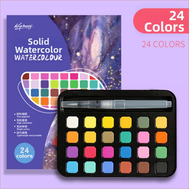 36 farebná akvarelová súprava v kovovej krabičke, určená pre študentov, so plniacim perom, prenosná maľovacia sada, vrátane sametovej tašky a matnej PE tašky