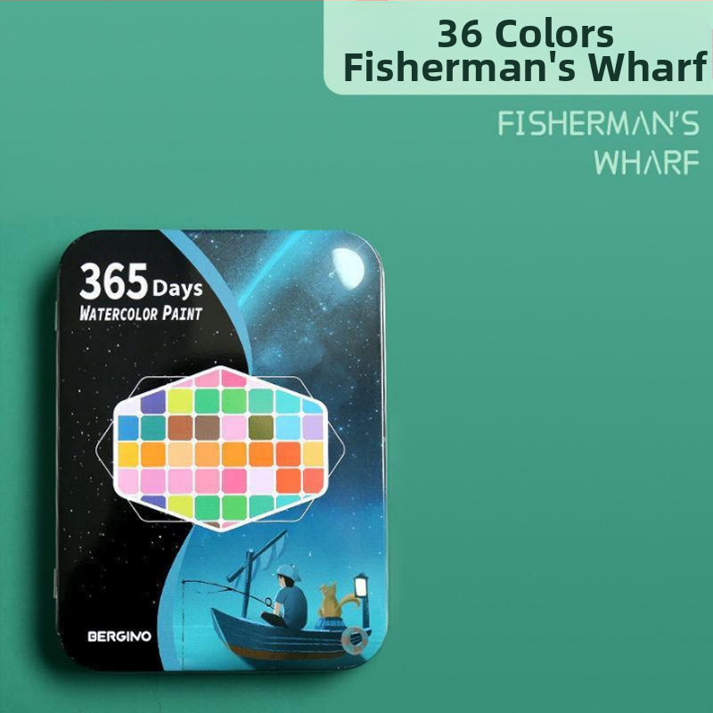 36 farebná akvarelová súprava v kovovej krabičke, určená pre študentov, so plniacim perom, prenosná maľovacia sada, vrátane sametovej tašky a matnej PE tašky