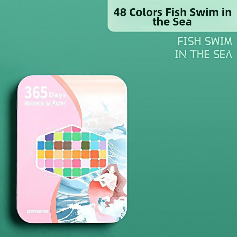 36 farebná akvarelová súprava v kovovej krabičke, určená pre študentov, so plniacim perom, prenosná maľovacia sada, vrátane sametovej tašky a matnej PE tašky