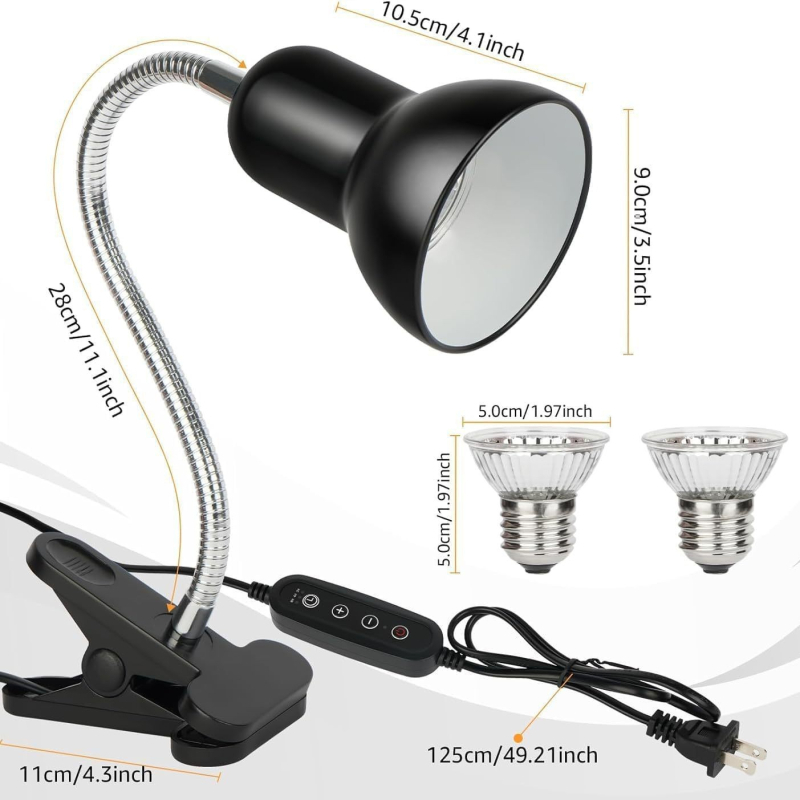 UVB grijaća lampa za reptile s kalcijem, basking lampa za kornjače i guštere, ABS kućište, snaga 20W/35W/50W, težina 1244 g, automatski tajmer