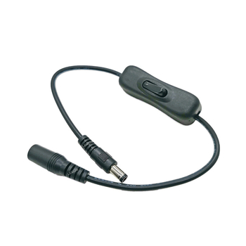 Превключвател за захранващ кабел 5521 с DC мъжки и женски жак и бутон в средата за LED лента на аквариум – 22 AWG, 5 Ω съпротивление