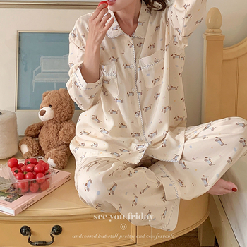 Lyocell set pidžame za žene – top s dugim rukavima i hlače, tanak prozračan materijal, sladak i privlačan stil