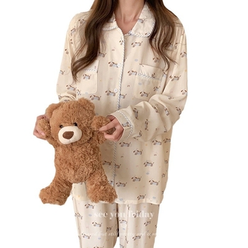 Lyocell set pidžame za žene – top s dugim rukavima i hlače, tanak prozračan materijal, sladak i privlačan stil