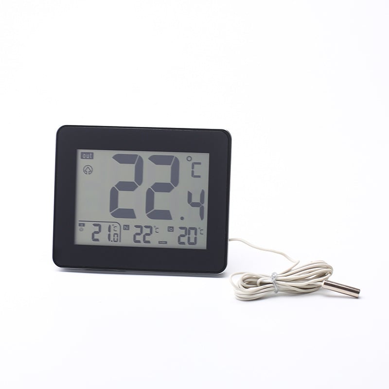 Digitalni higrometar za akvarij s velikim zaslonom: mjerenje temperature i vlage, unutarnja/vanjska upotreba, rezolucija 0,1°C.