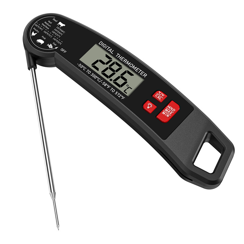 Termometar za hranu, sklopivi za vodu, ulje i pečenje, rezolucija 0,1°C, prilagodljiv, certificiran CE, RoHS, FCC, FDA, GCC, UL4200A