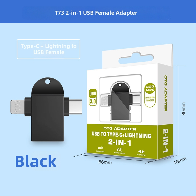 OTG конвертор три в едно за Apple Type-C устройства — модел T73-t69, марка Pinyue