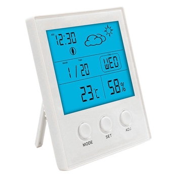CH-904 Вътрешен измервател на температура и влажност с голям цифров дисплей и часовник с аларма, модел CH-904; резолюция: температура 1°C, влажност 1% RH