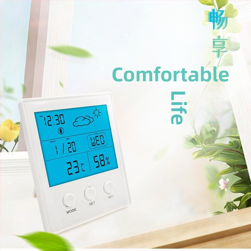 CH-904 Вътрешен измервател на температура и влажност с голям цифров дисплей и часовник с аларма, модел CH-904; резолюция: температура 1°C, влажност 1% RH