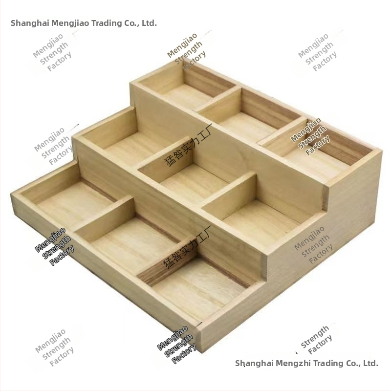 Drvena stolna kutija za skladištenje, višenamjenska, japanski stil, kapacitet 18 pretinaca, bez poklopca.