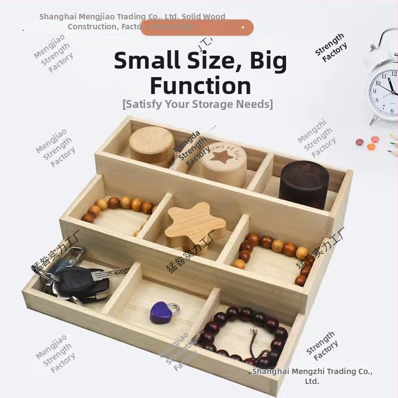 Drvena stolna kutija za skladištenje, višenamjenska, japanski stil, kapacitet 18 pretinaca, bez poklopca.