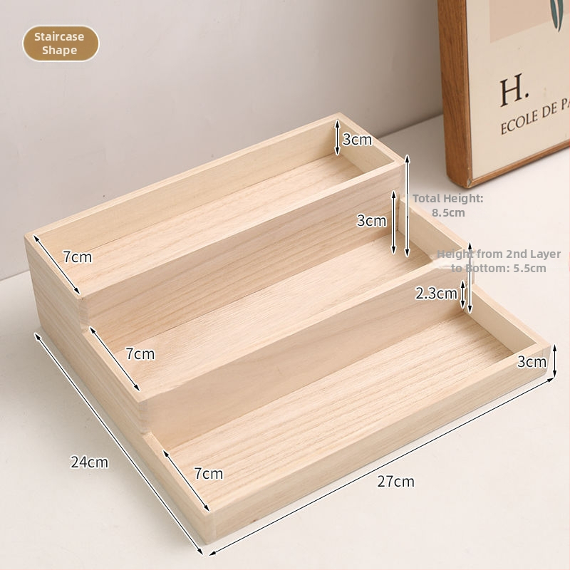 Drvena stolna kutija za skladištenje, višenamjenska, japanski stil, kapacitet 18 pretinaca, bez poklopca.