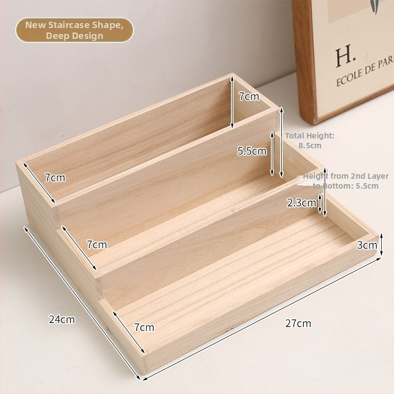 Drvena stolna kutija za skladištenje, višenamjenska, japanski stil, kapacitet 18 pretinaca, bez poklopca.