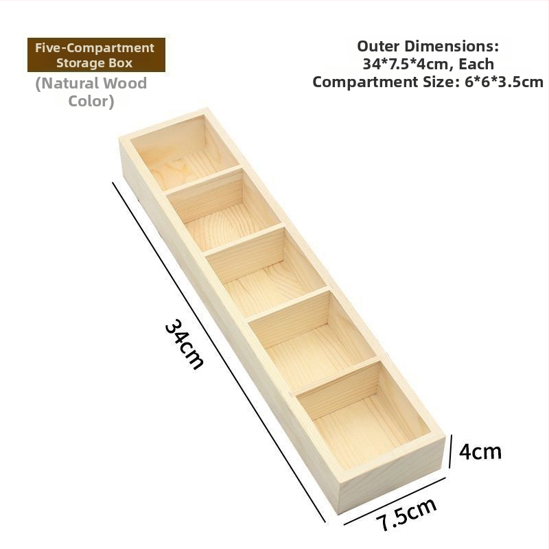 Drvena stolna kutija za skladištenje, višenamjenska, japanski stil, kapacitet 18 pretinaca, bez poklopca.