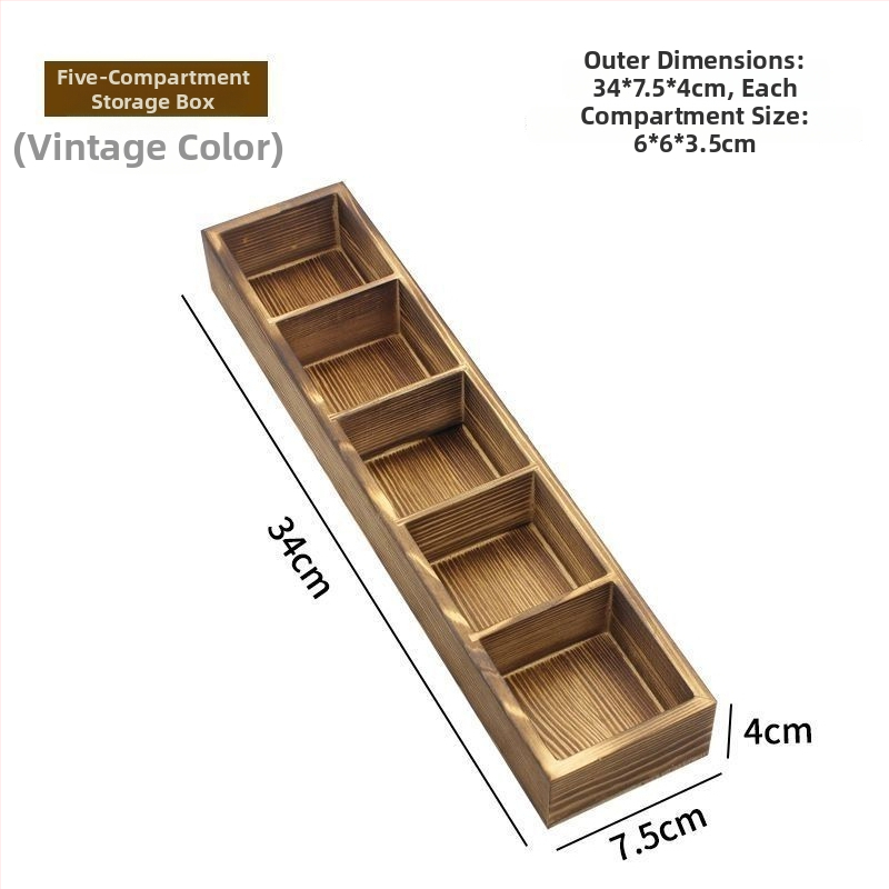 Drvena stolna kutija za skladištenje, višenamjenska, japanski stil, kapacitet 18 pretinaca, bez poklopca.