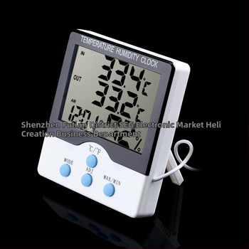 Електронен часовник-термометър с голям екран и цифров дисплей за температура и влажност, за вътрешни и външни условия