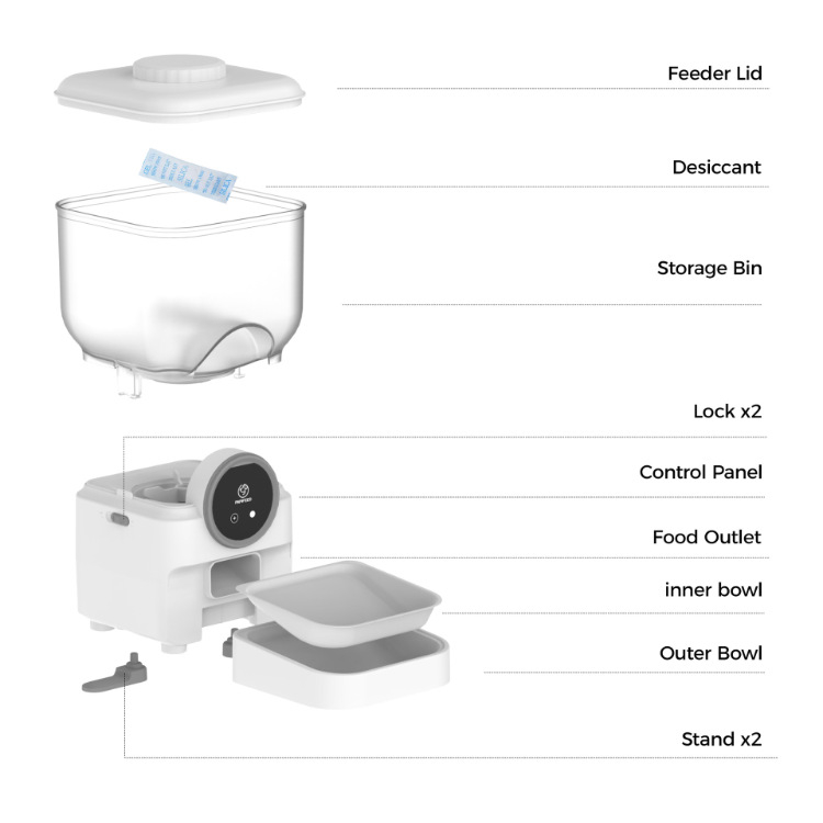 6-litreni pametni hranilnik za kućne ljubimce s daljinskim upravljanjem i vremenskim porcijama hranjenja, video verzija, za mačke i pse