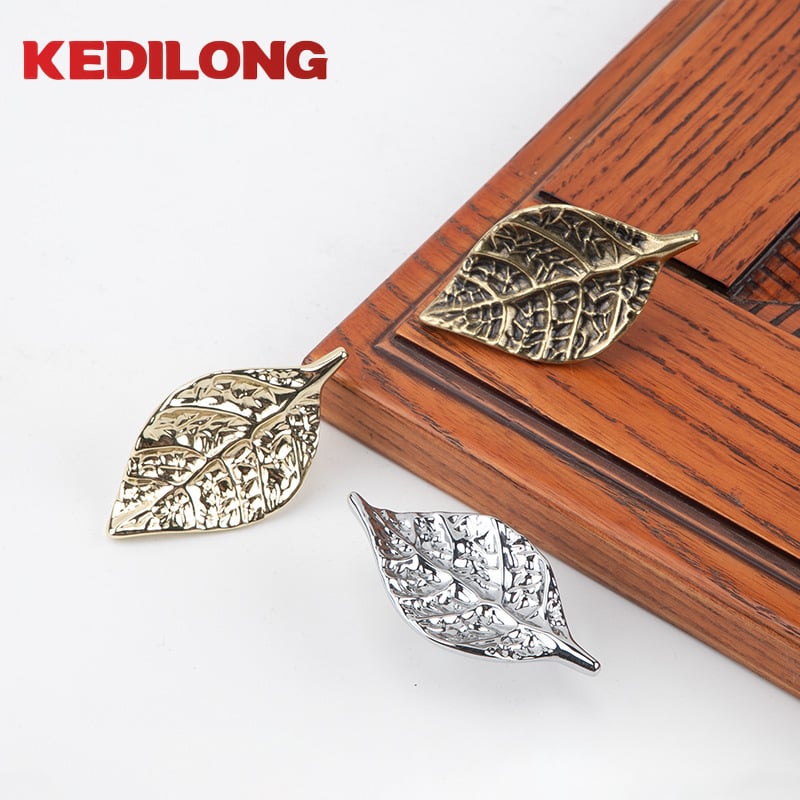 Drška za vrata ormarića i ladice, lišćastog oblika, vintage nordijskog stila, Kadillon 6145, legura cinka, elektroplatiranje