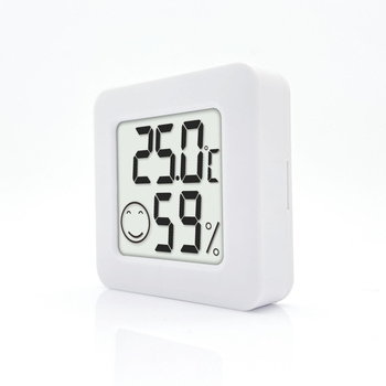 Вътрешен мини термометър KIMTOKA с усмихнато лице, измерва температура и влажност, работи с CR2032 батерия, точност: температура ±1°C, влажност ±5%