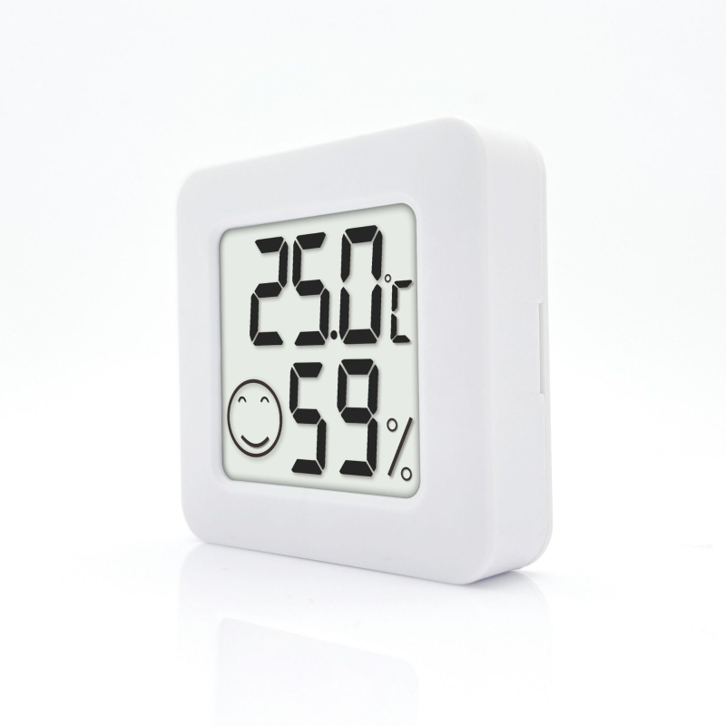 Вътрешен мини термометър KIMTOKA с усмихнато лице, измерва температура и влажност, работи с CR2032 батерия, точност: температура ±1°C, влажност ±5%