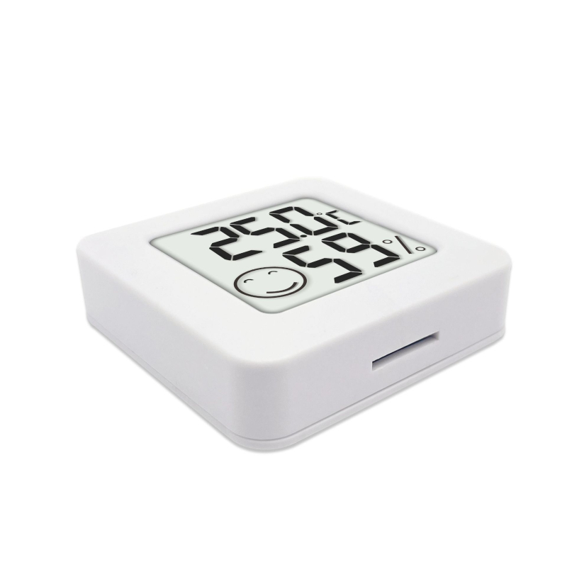 Вътрешен мини термометър KIMTOKA с усмихнато лице, измерва температура и влажност, работи с CR2032 батерия, точност: температура ±1°C, влажност ±5%