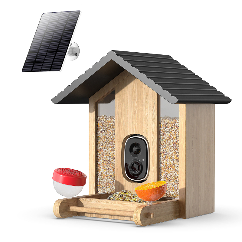 Hranilica za ptice s solarnim napajanjem, HD vodootporna kamera i praćenjem u stvarnom vremenu putem aplikacije (Model 2407, odvojivi dizajn)