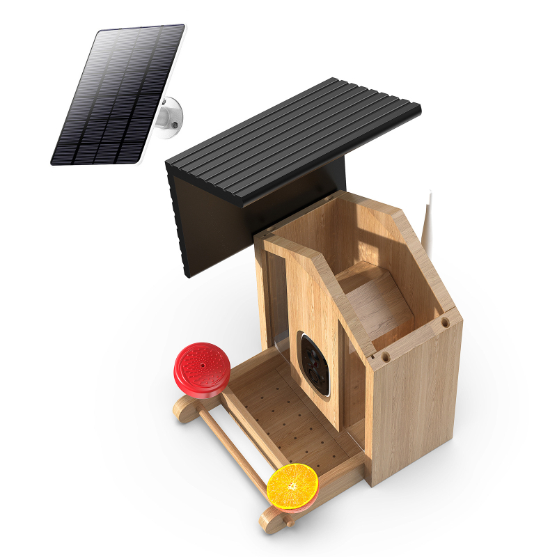 Hranilica za ptice s solarnim napajanjem, HD vodootporna kamera i praćenjem u stvarnom vremenu putem aplikacije (Model 2407, odvojivi dizajn)
