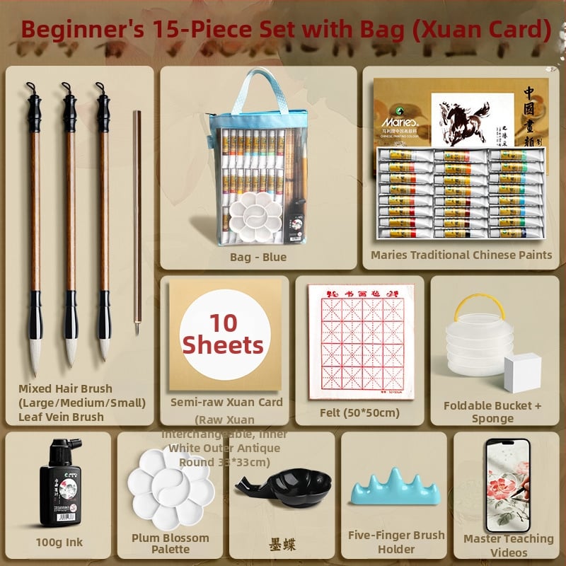 Σετ Εκκίνησης Κινεζικής Ζωγραφικής από τη Marie's — φυτικές και ορυκτές χρωστικές για κινεζική ζωγραφική