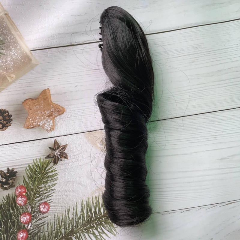 Duga kovrčava perika s ravnim šiškama, korejski stil, vlakna otporna na toplinu, porijeklo Zhejiang