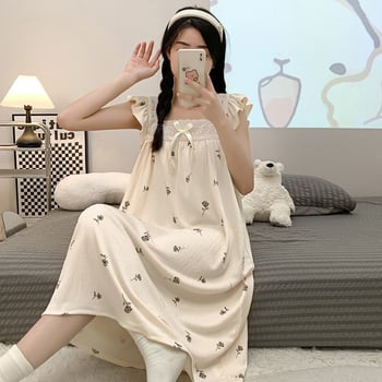 Noćna haljina za spavanje s bubble tkaninom, tanke naramenice, kvadratni ovratnik, poliester, srednja gustoća